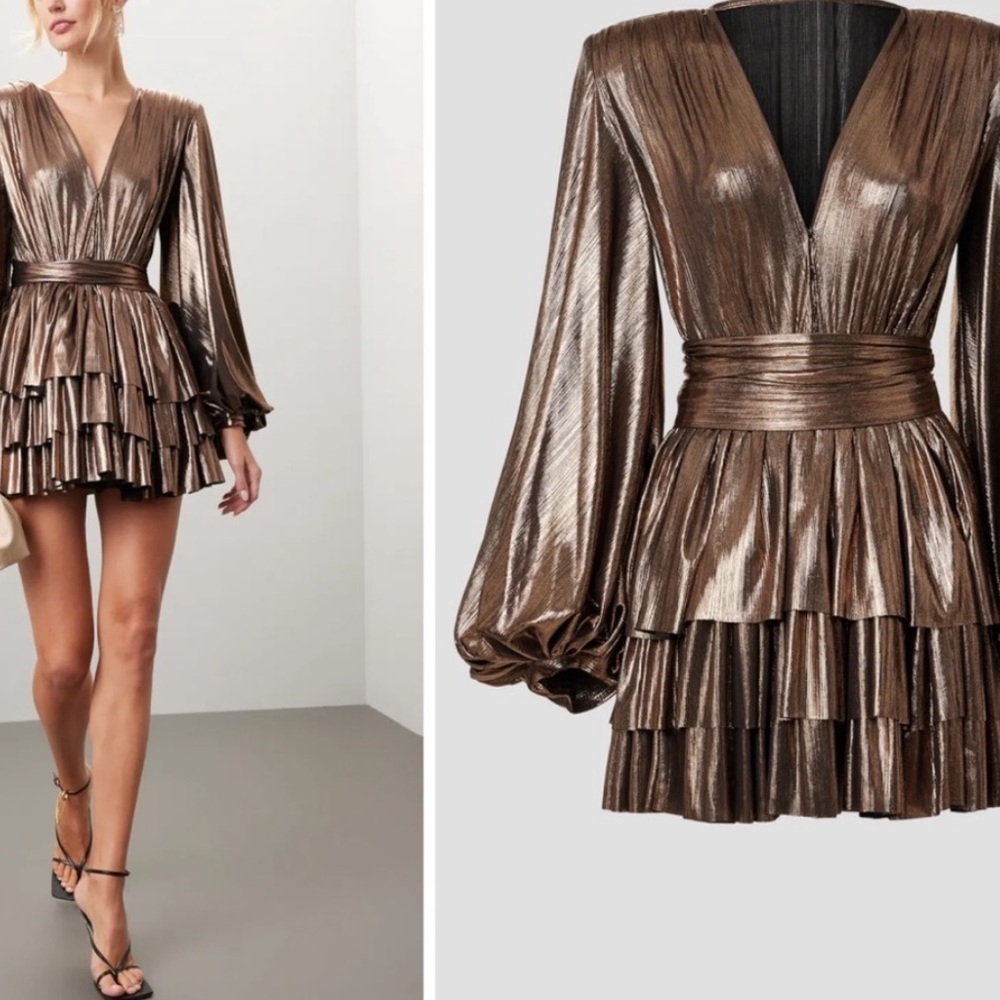 Bronx & Banco Bronze Metallic Bellerose Mini Dress Size M